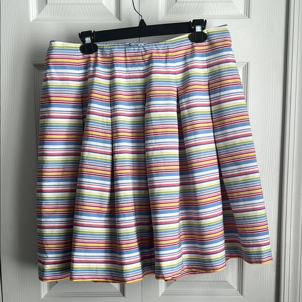 Talbots Woman Petites Summertime Colorful Striped Women's Pleated Skirt Sz 14WP